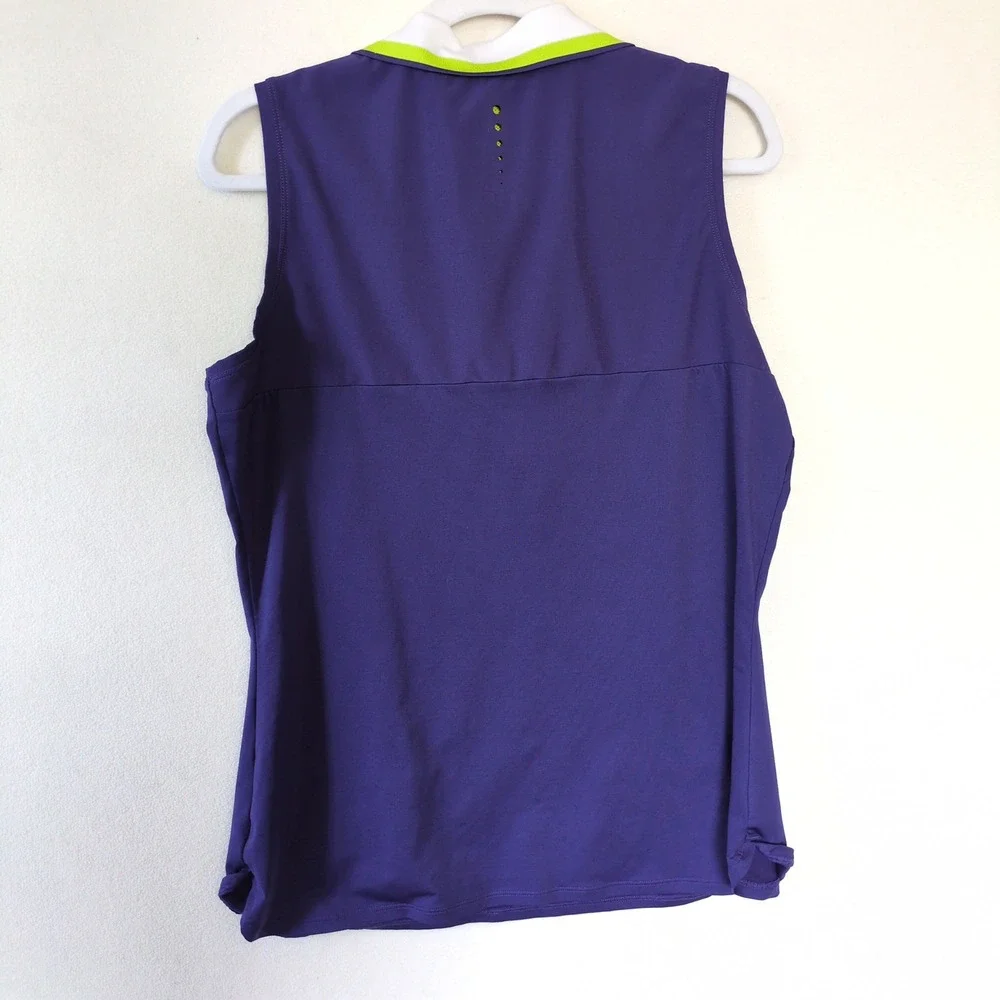 Y2K Nike Golf Sleeveless Polo Purple Volt Tenniscore Top Large Dri Fit Preppy